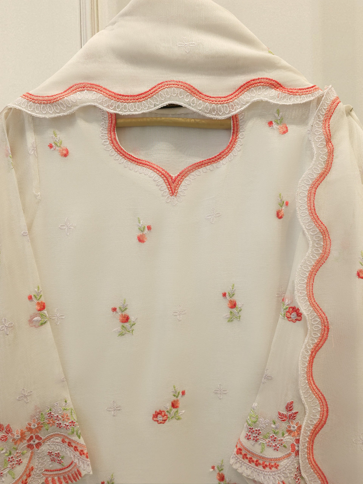 3 Piece - Pure Embroidered Cotton Net Suit S114104