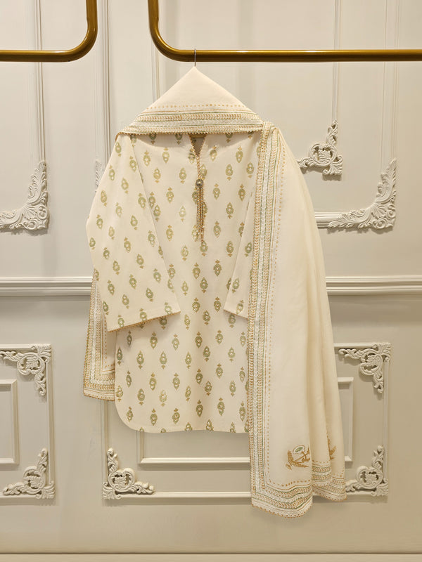 3 Piece - Hand Block Printed Kora Cotton Suit  S114195