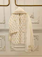 3 Piece - Hand Block Printed Kora Cotton Suit  S114195