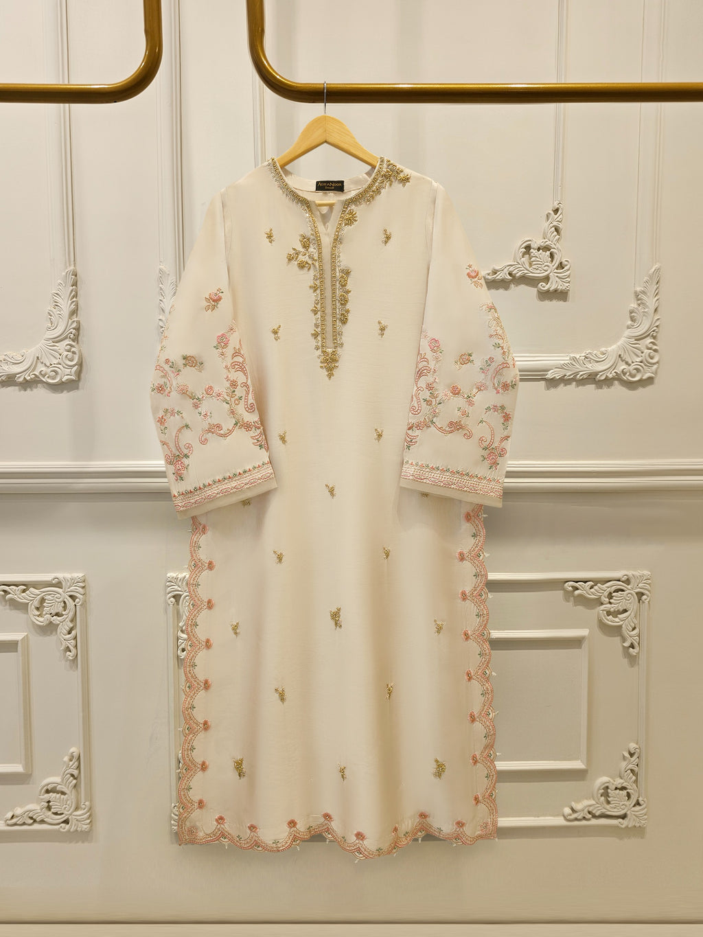 Pure Embroidered Sheesha Silk Shirt S114194