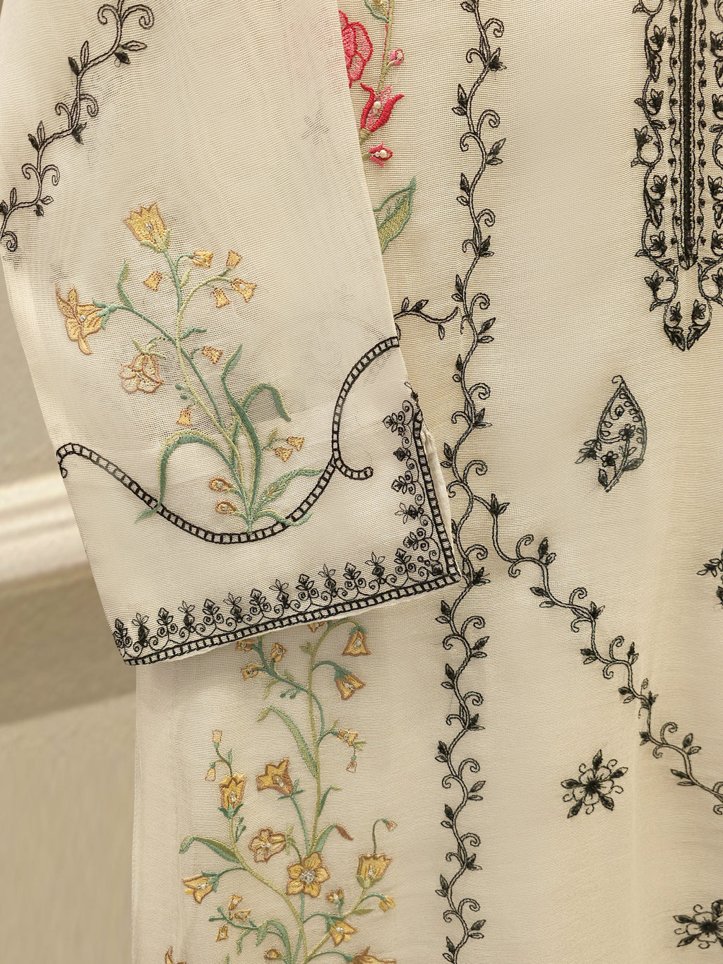 3 Piece - Embroidered Cotton Net Suit WS00304