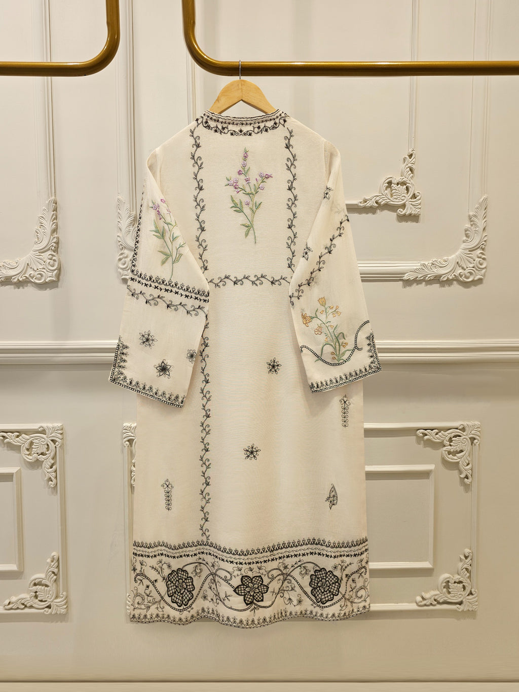 3 Piece - Embroidered Cotton Net Suit WS00304