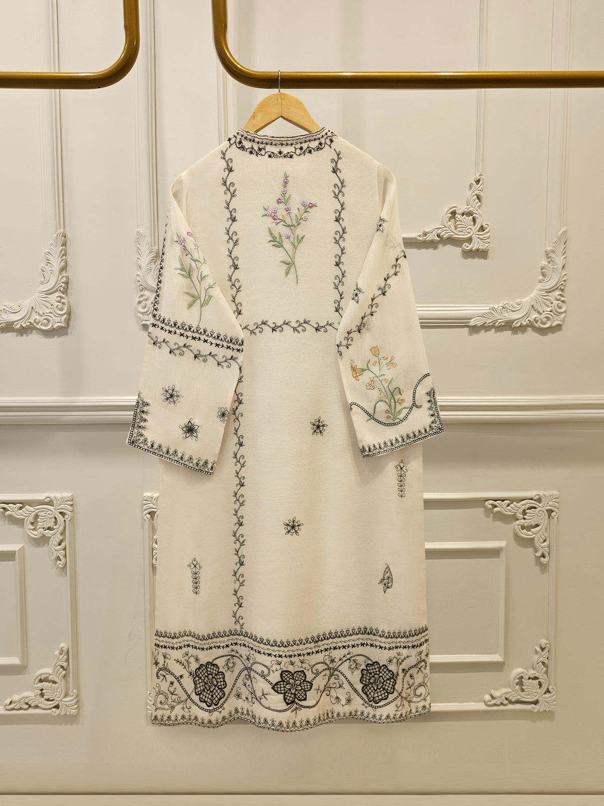 3 Piece - Embroidered Cotton Net Suit WS00304