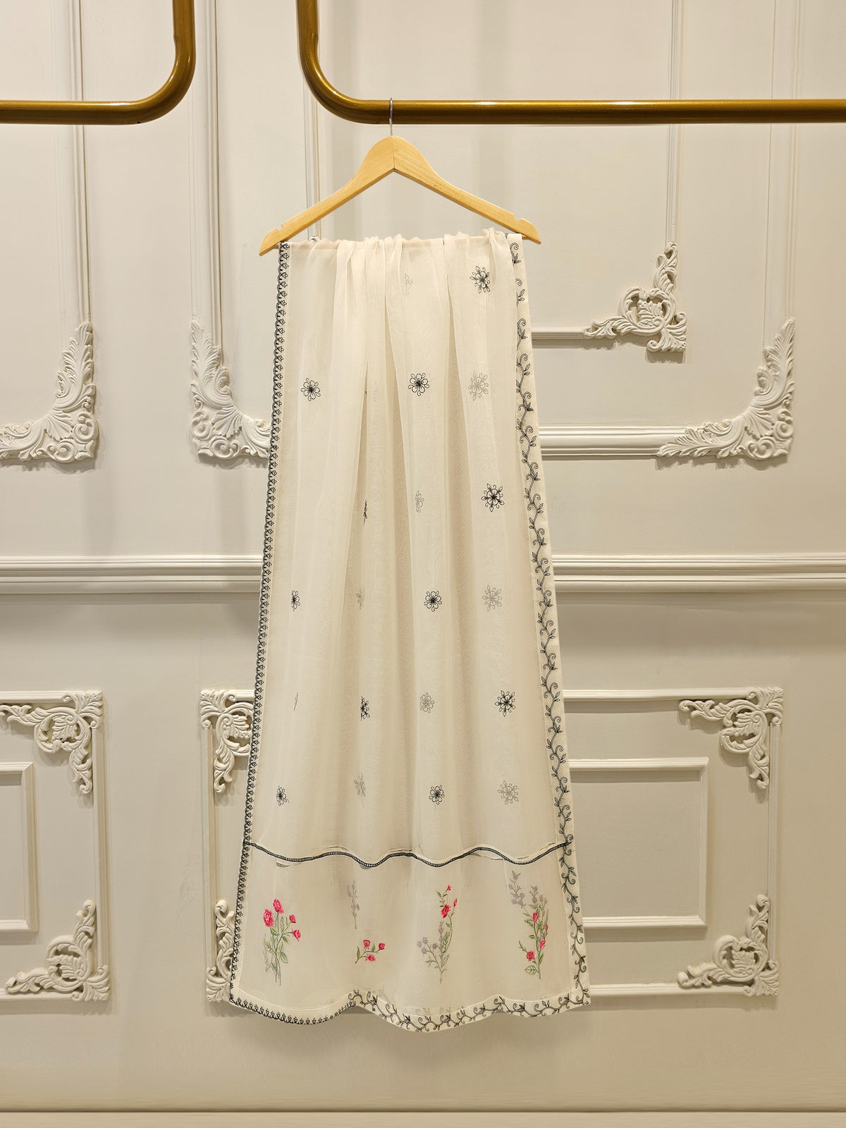 3 Piece - Embroidered Cotton Net Suit WS00304