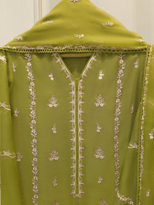 3 Piece - Pure Embroidered Cotton Net Suit S114214