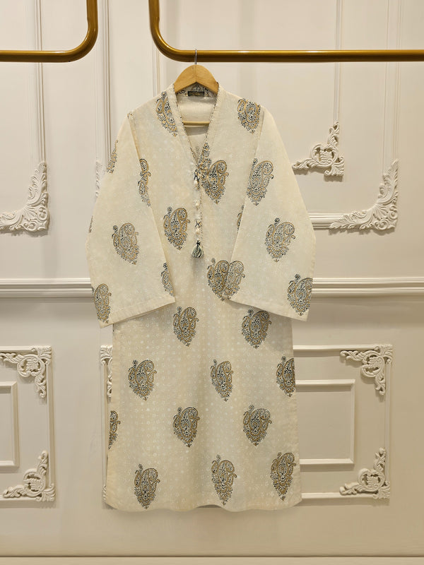 2 Piece - Hand Block Printed Kora Cotton Suit  S114220