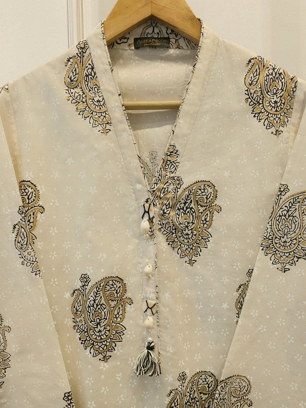2 Piece - Hand Block Printed Kora Cotton Suit  S114220