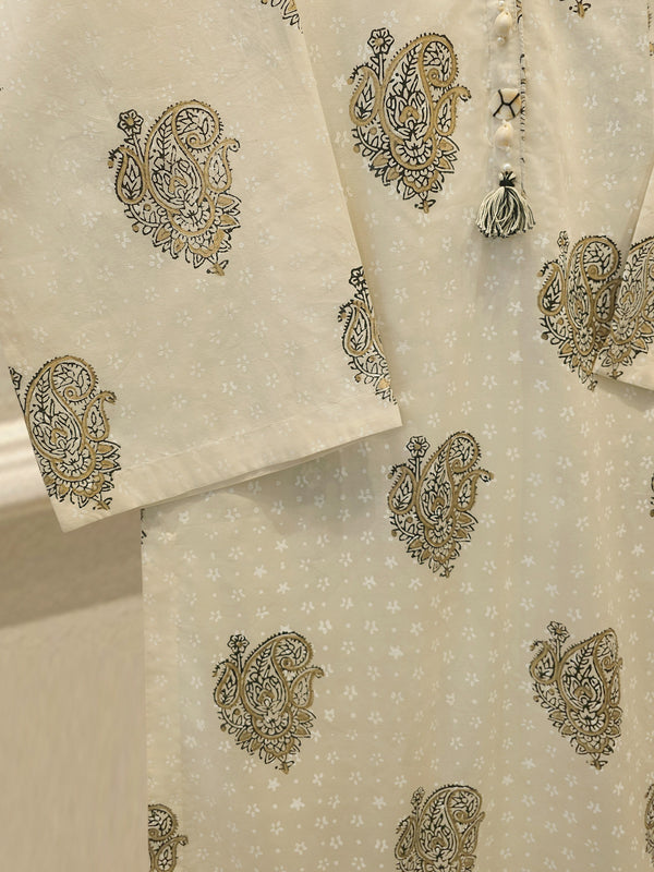 2 Piece - Hand Block Printed Kora Cotton Suit  S114220