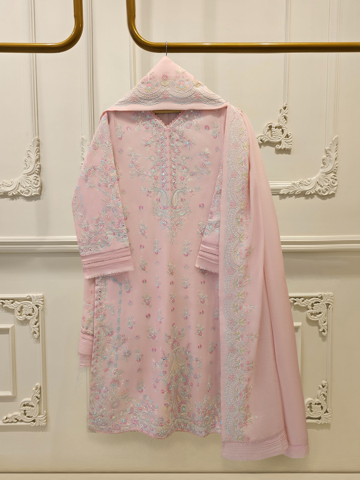 2 Piece - Embroidered Kora Cotton Suit  S114217