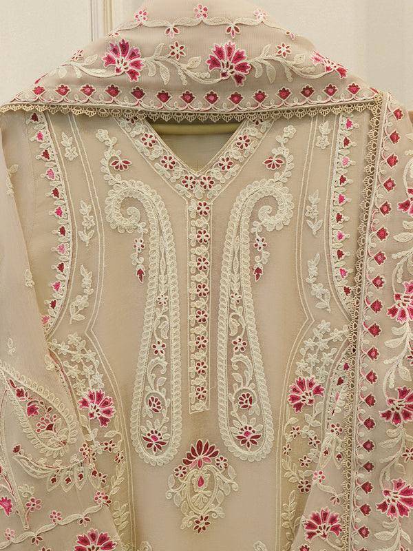 3 Piece - Pure Embroidered Cotton Net Suit S114246