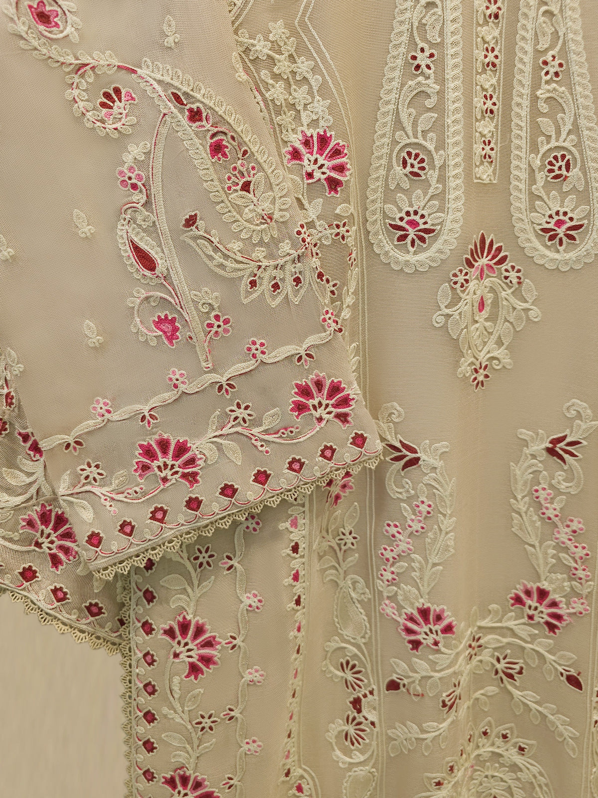 3 Piece - Pure Embroidered Cotton Net Suit S114246