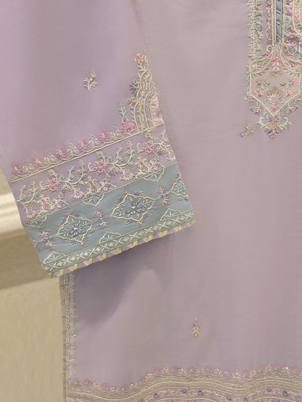 3 Piece - Embroidered Kora  Cotton Suit WS00305