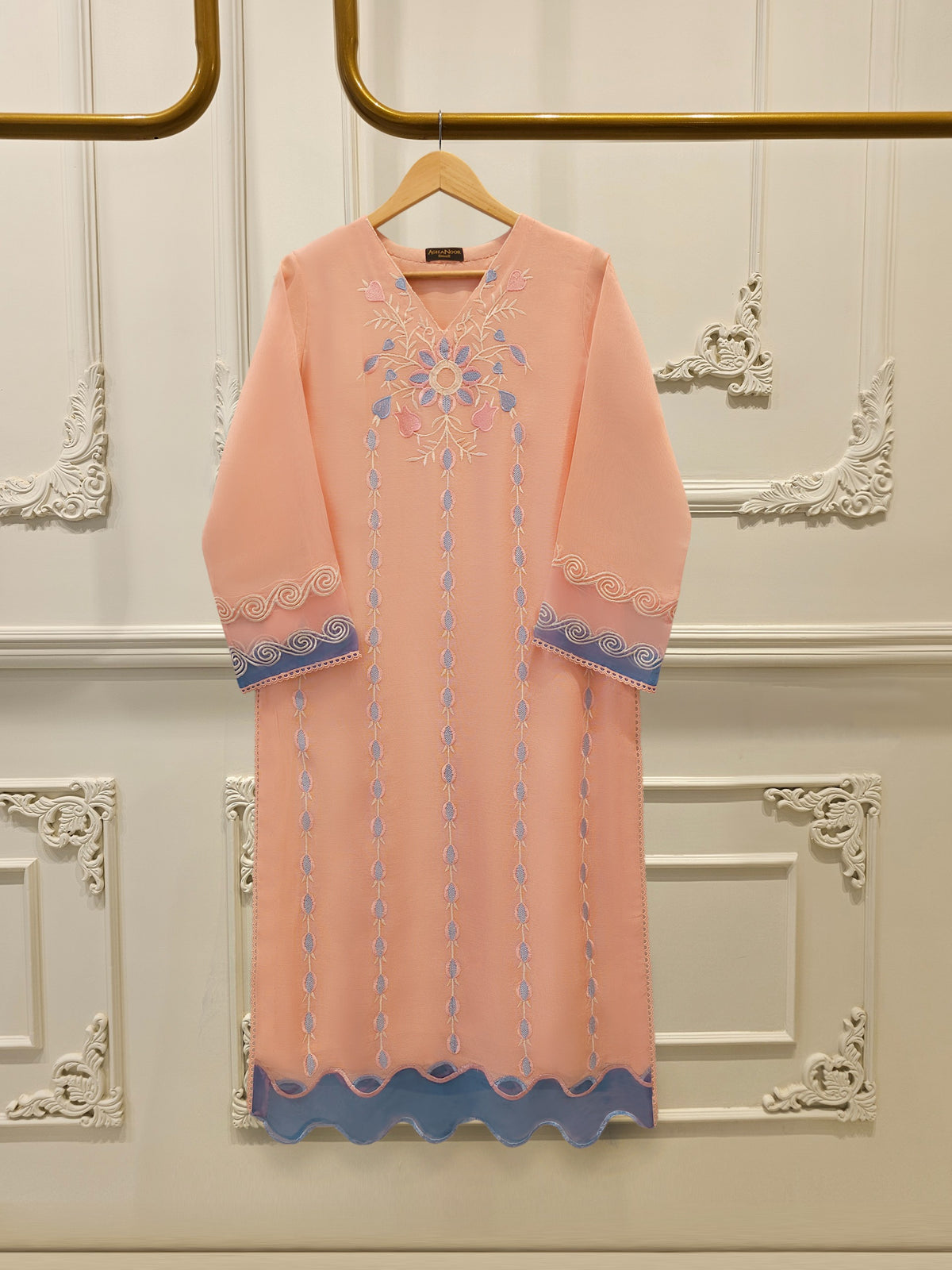 2 Piece - Pure Embroidered Cotton Net Suit S114248