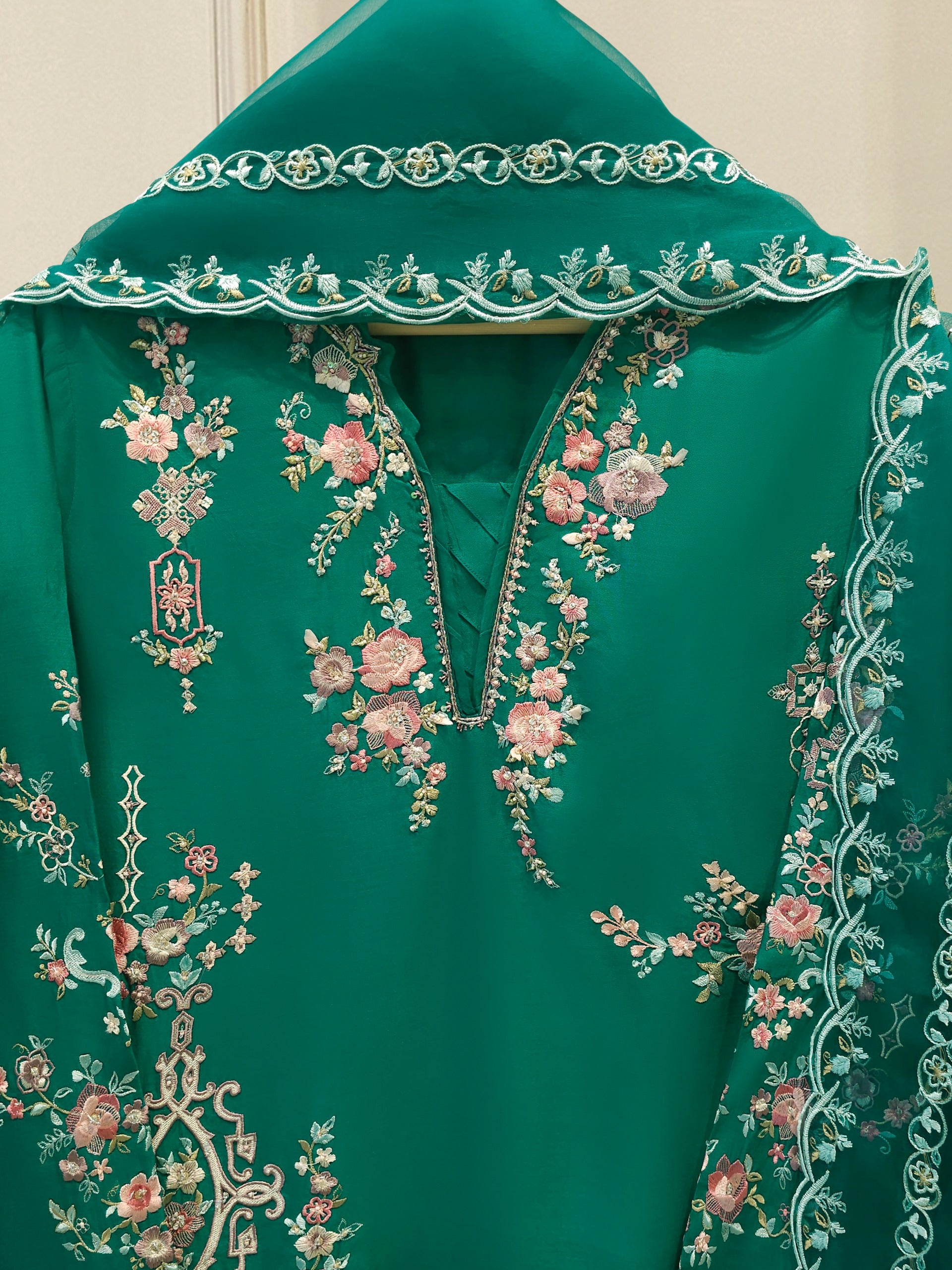 2 Piece- Pure Khaddi Silk Embroidered Suit S114271 Secondary image