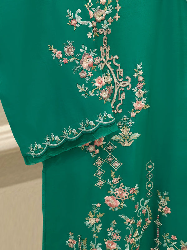2 Piece- Pure Khaddi Silk Embroidered Suit S114271