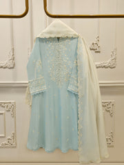 3 Piece - Pure Embroidered Cotton Net Suit S114254