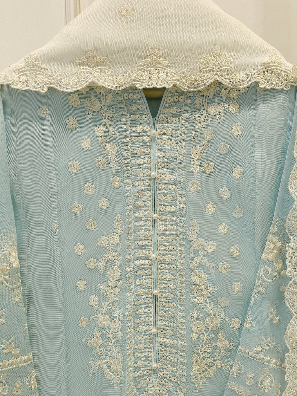 3 Piece - Pure Embroidered Cotton Net Suit S114254