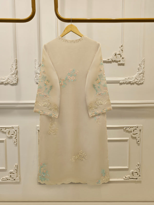 3 Piece - Pure Organza Embroidered Suit S114277