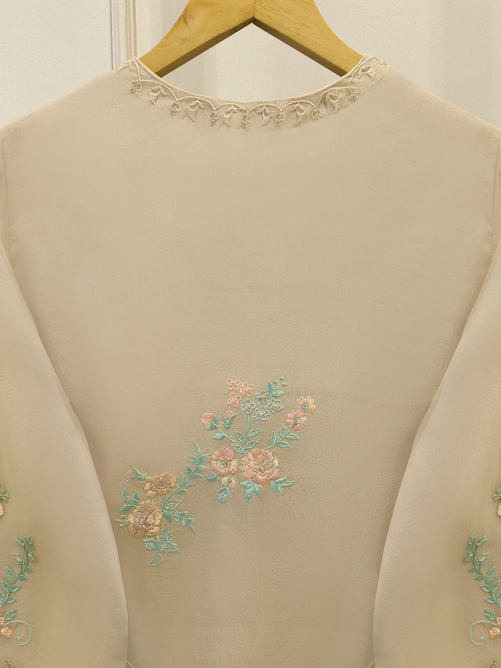 3 Piece - Pure Organza Embroidered Suit S114277