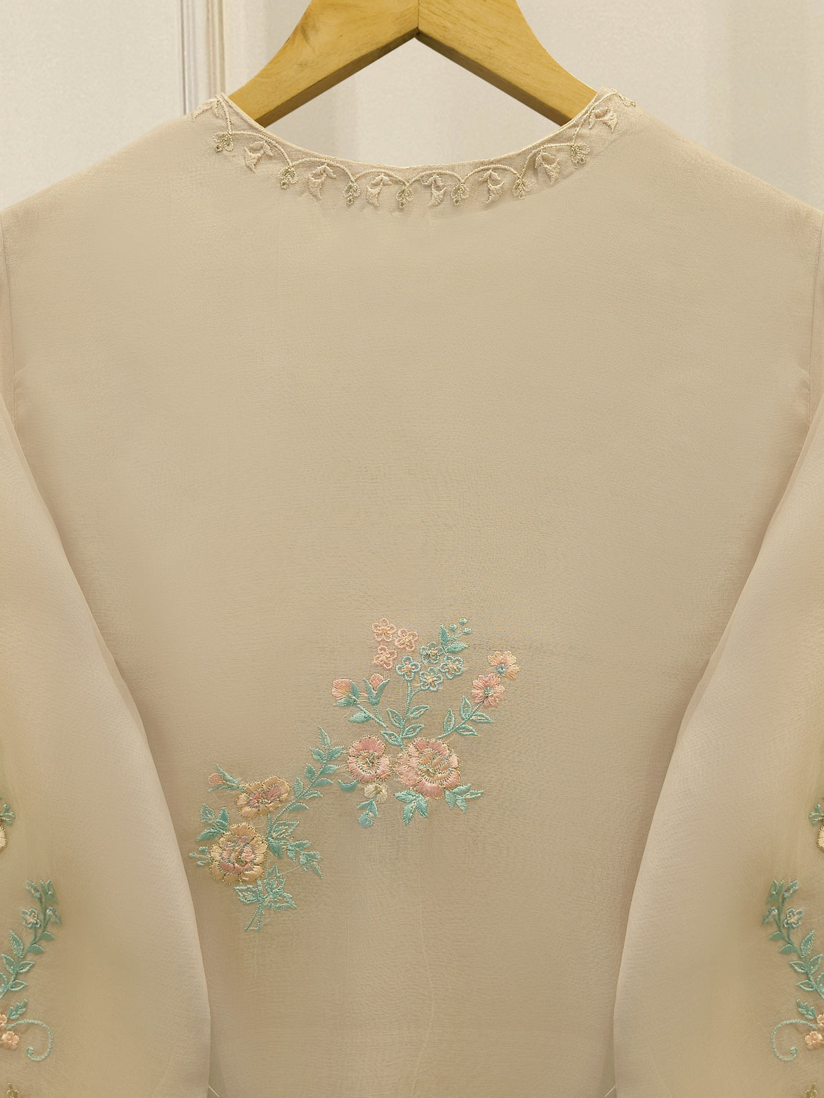 3 Piece - Pure Organza Embroidered Suit S114277