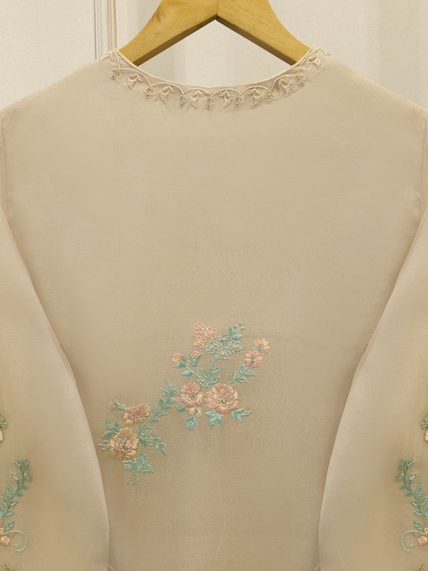 3 Piece - Pure Organza Embroidered Suit S114277