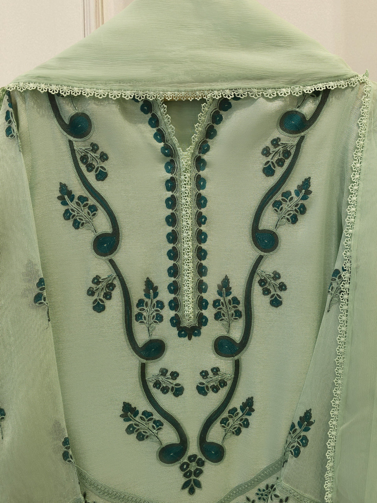 3 Piece - Pure Embroidered Cotton Net Suit S114302