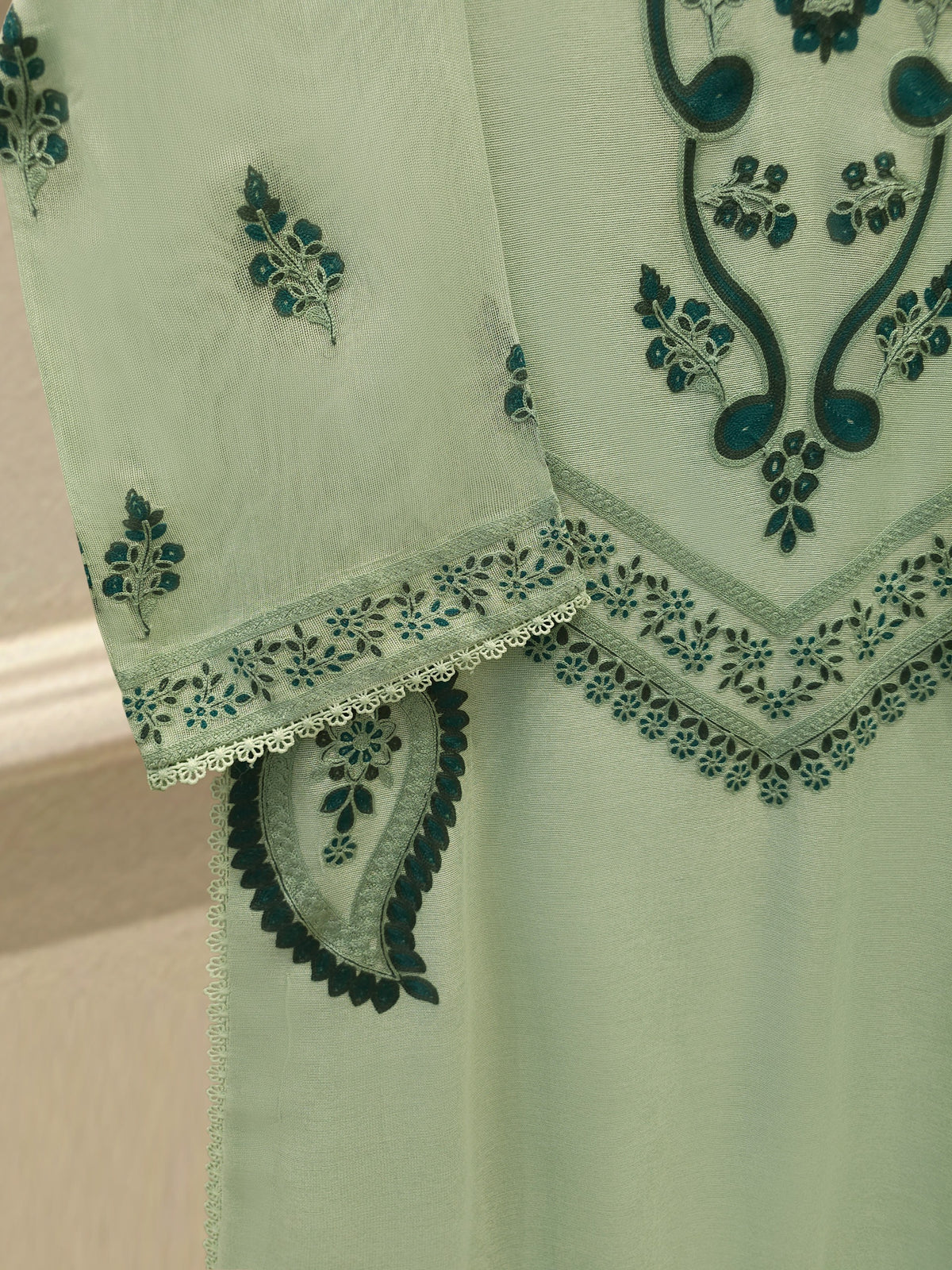 3 Piece - Pure Embroidered Cotton Net Suit S114302