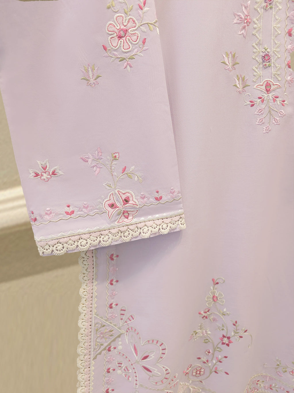 2 Piece - Embroidered Cambric Suit S114309
