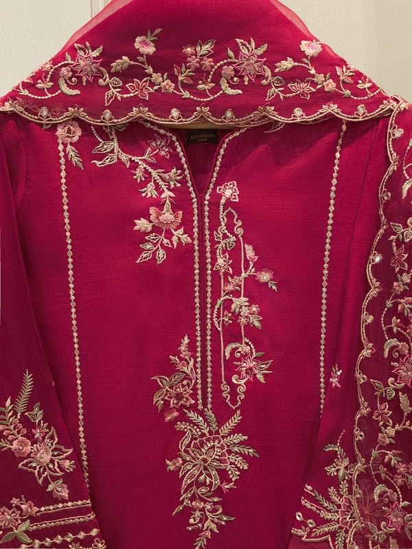 3 Piece - Pure Khaddi Silk Embroidered MTO0007 ( Made to Order)