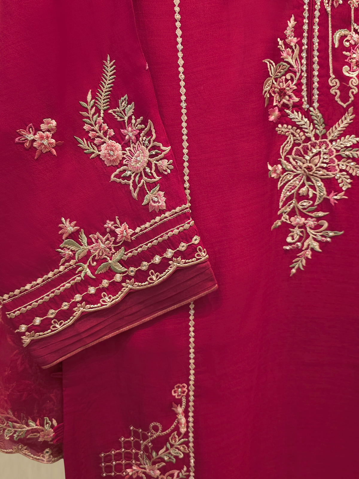 3 Piece - Pure Khaddi Silk Embroidered MTO0007 ( Made to Order)