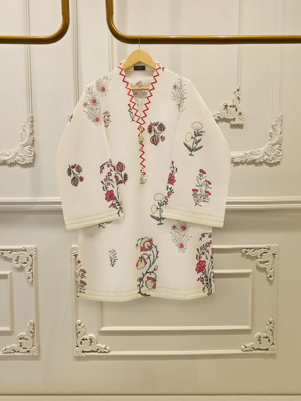 2 Piece - hand block print Cambric Suit S114318