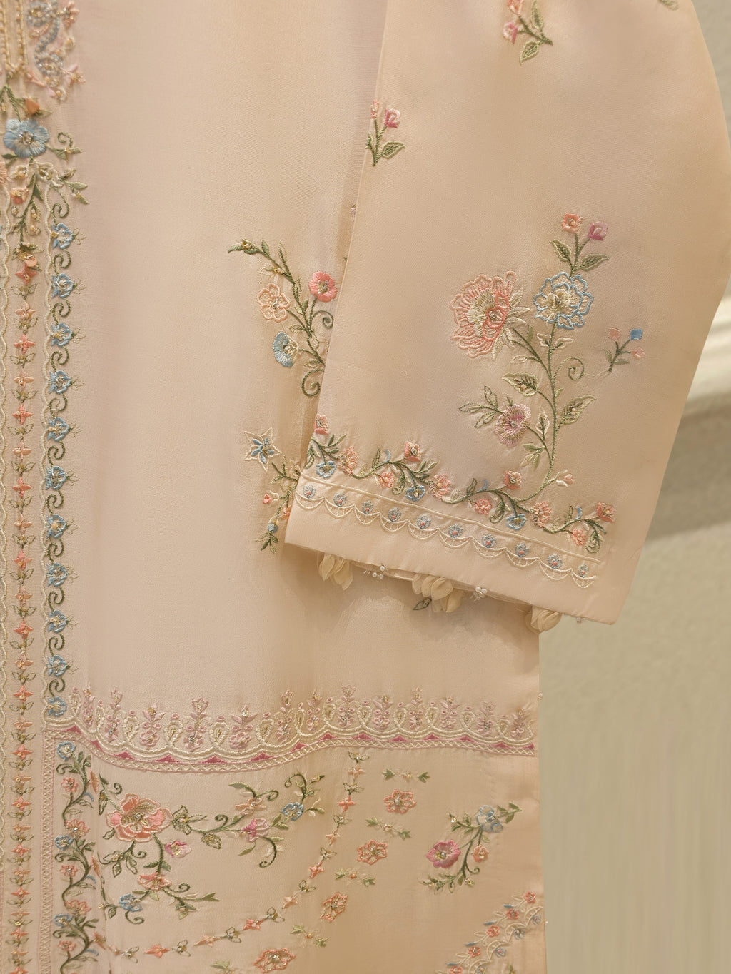 Pure Embroidered Sheesha Silk Shirt S114317