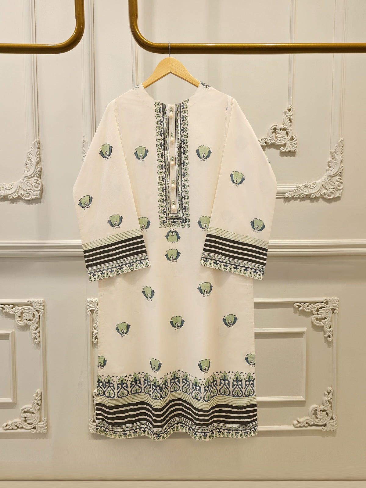 2 Piece - hand block print Cambric Suit S114319