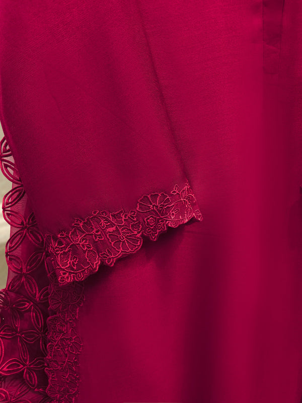 2 Piece - Pure Embroidered Cotton Net Suit S114783
