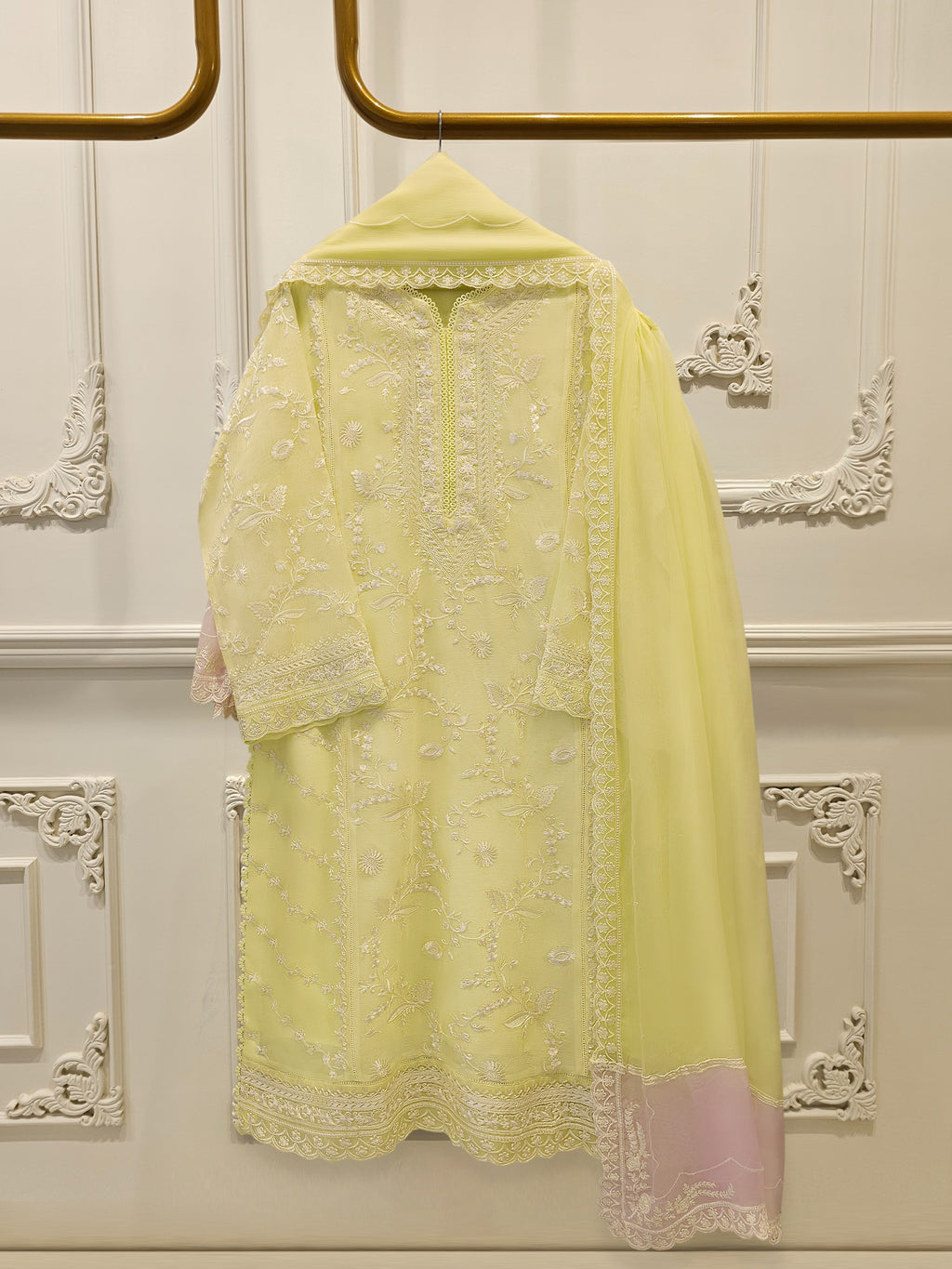 3 Piece - Pure Embroidered Cotton Net Suit S114361
