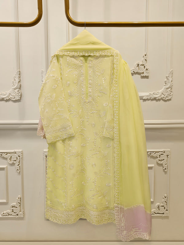 3 Piece - Pure Embroidered Cotton Net Suit S114361