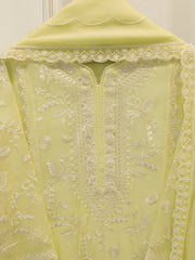 3 Piece - Pure Embroidered Cotton Net Suit S114361