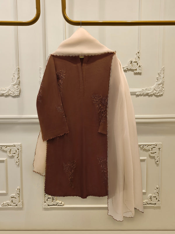 3 Piece - Pure Embroidered Korean Silk Suit S114278