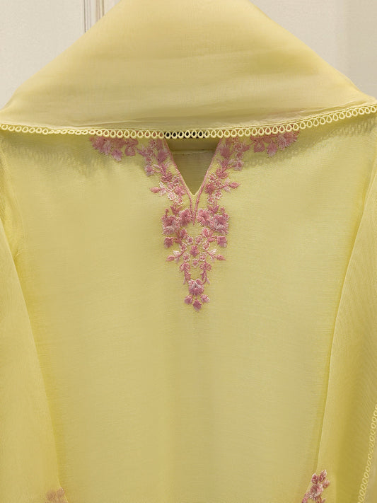 3 Piece - Pure Embroidered Cotton Net Suit S114367