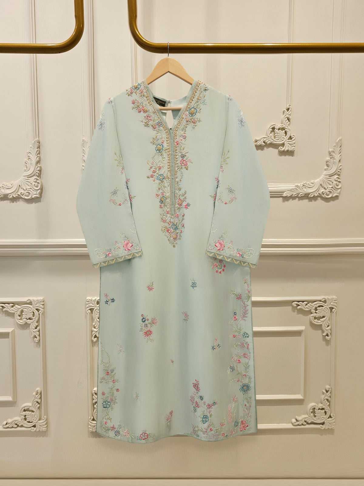 Pure Embroidered Sheesha Silk Shirt S114439