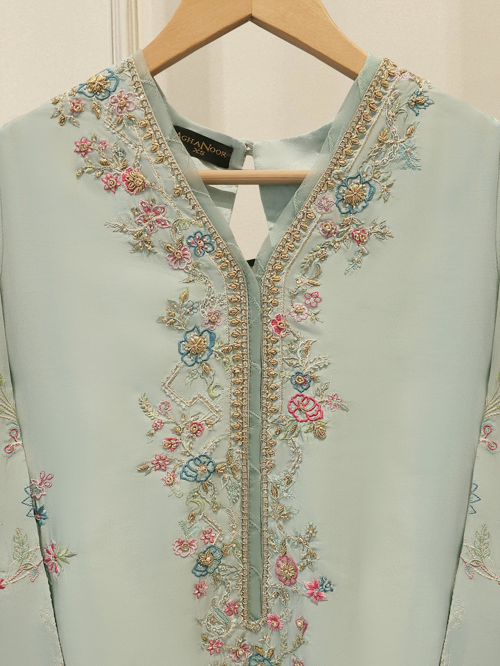 Pure Embroidered Sheesha Silk Shirt S114439