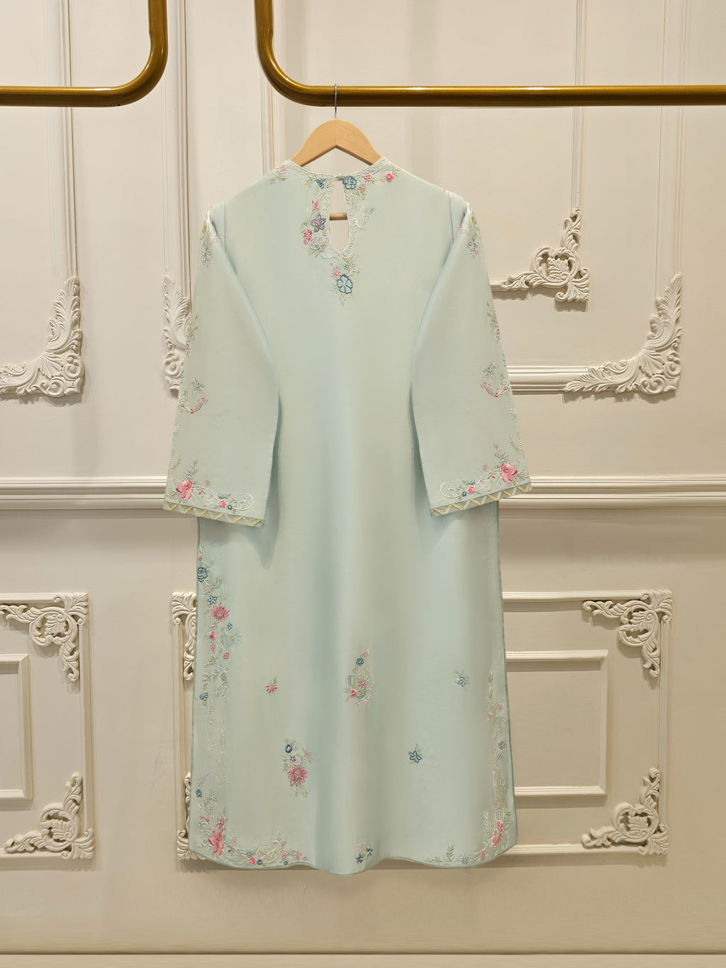 Pure Embroidered Sheesha Silk Shirt S114439