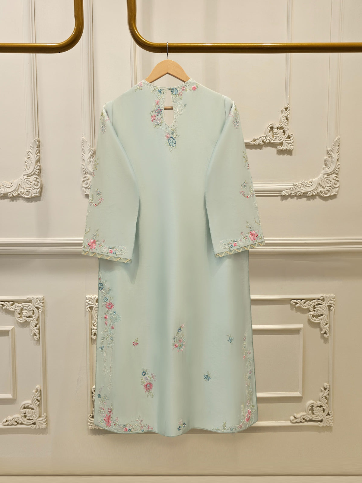 Pure Embroidered Sheesha Silk Shirt S114439