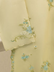 3 Piece - Pure Organza Embroidered Suit S114530