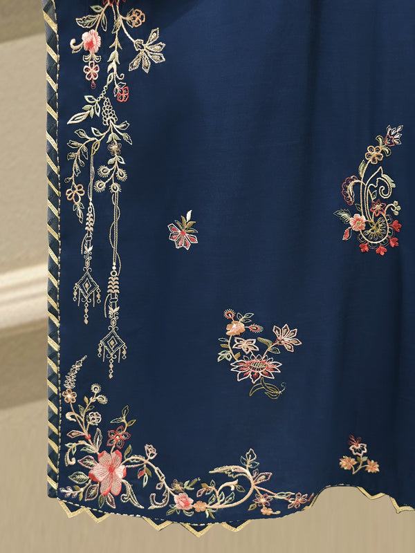 3 Piece - Pure Khaddi Silk Embroidered  Suit S114674