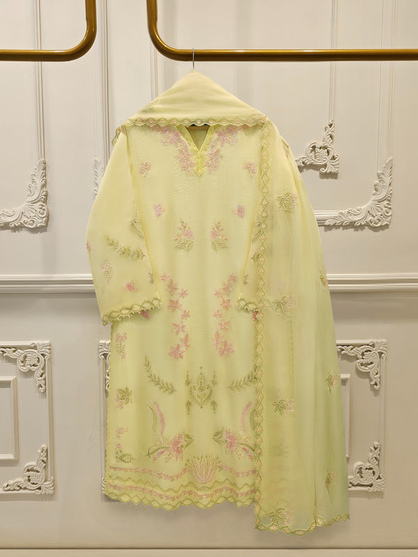 3 Piece - Pure Embroidered Cotton Net Suit S114707