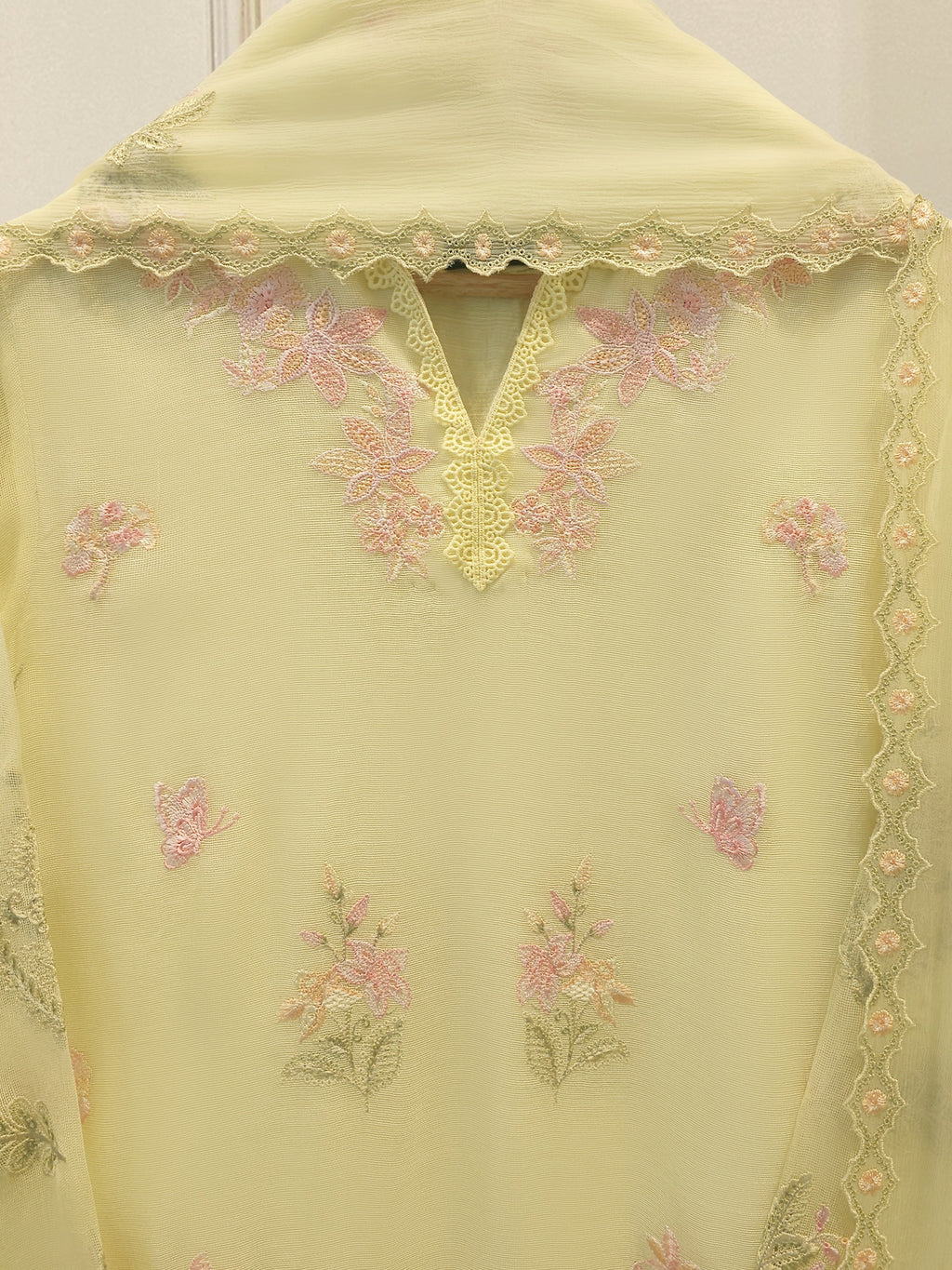 3 Piece - Pure Embroidered Cotton Net Suit S114707
