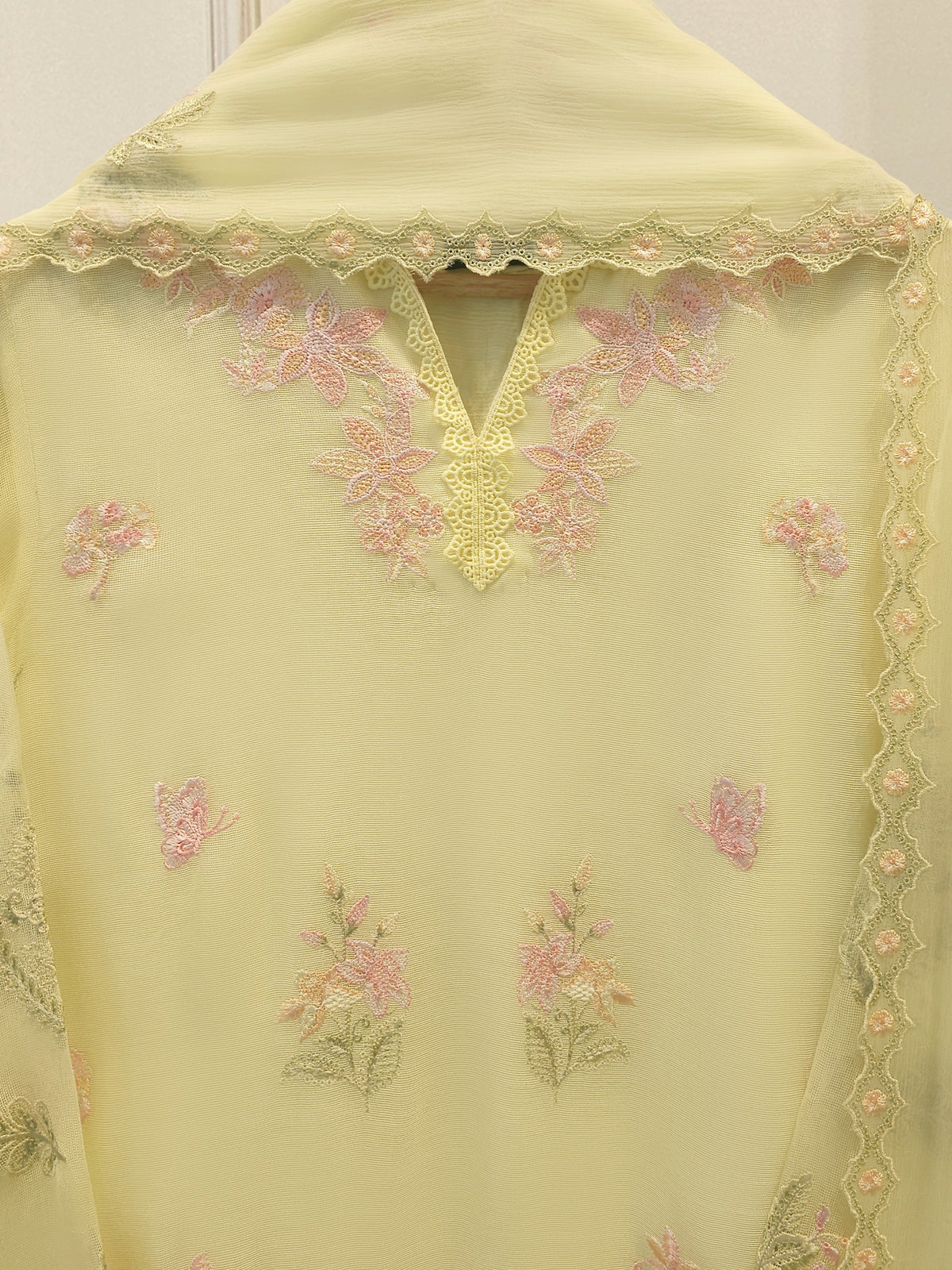 3 Piece - Pure Embroidered Cotton Net Suit S114707