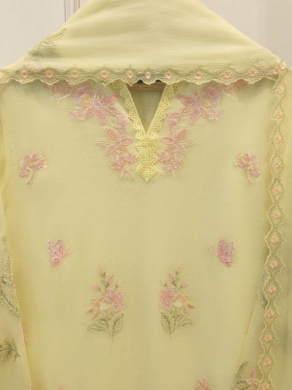 3 Piece - Pure Embroidered Cotton Net Suit S114707