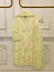 3 Piece - Pure Embroidered Cotton Net Suit S114707